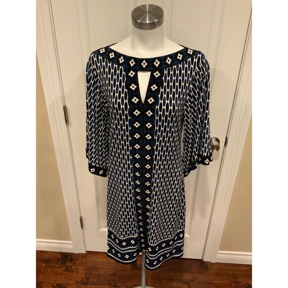 Michael Kors Black, Blue & White Patterned Sheath Dress , Size S - Picture 1 of 9